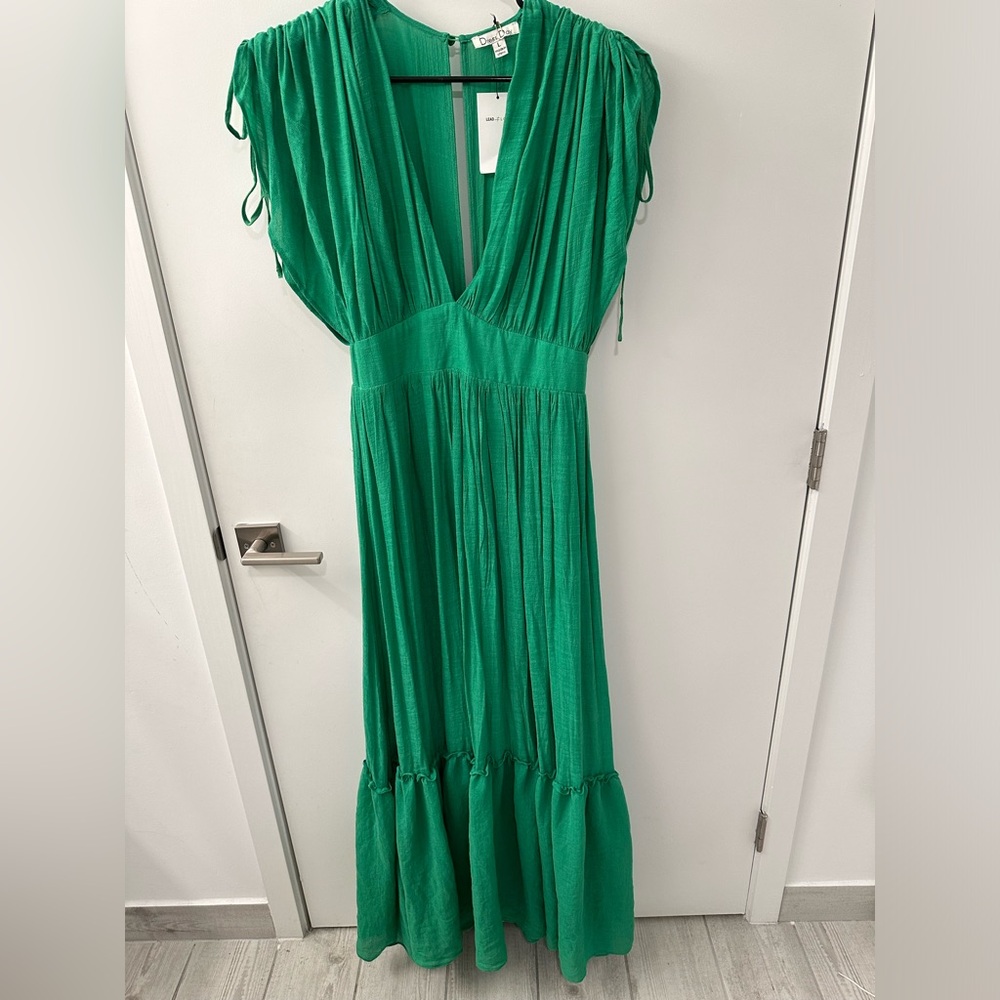 Dress Day Green Deep V Neck Maxi Dress